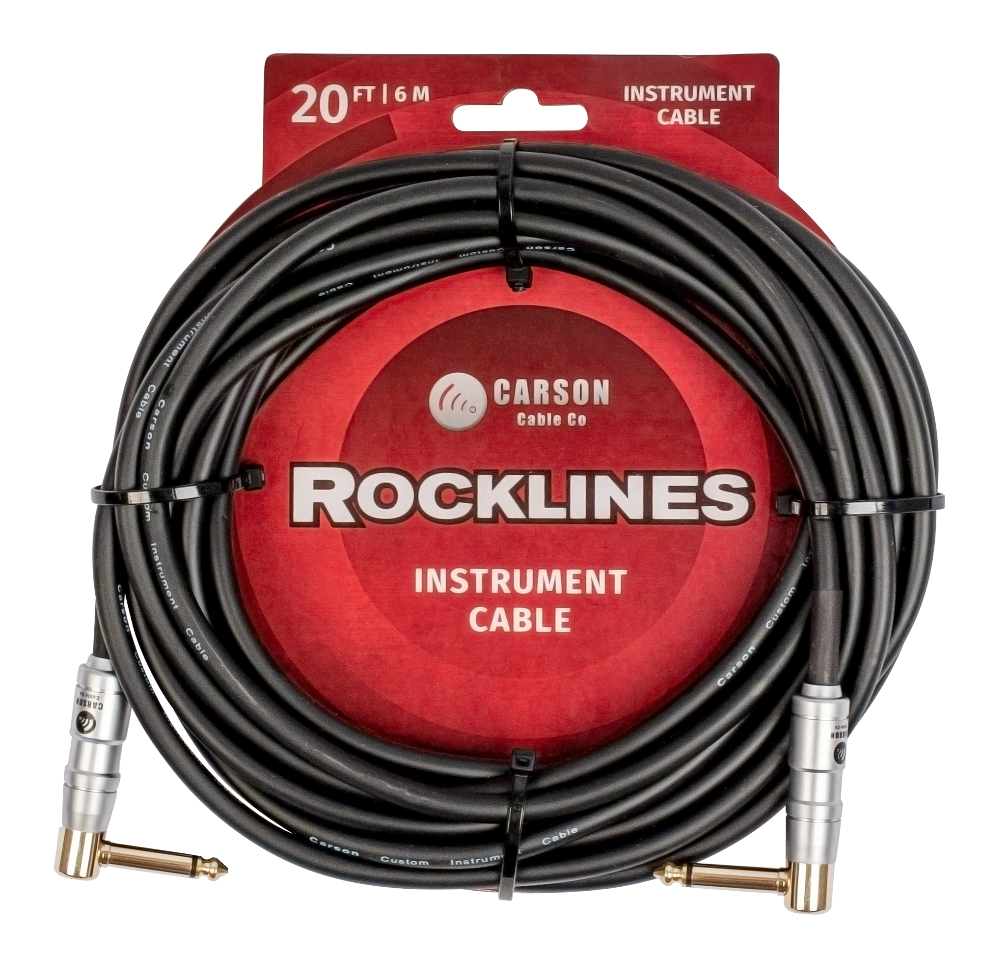 Carson | ROK20LL | 20 ft Noiseless Right Angle Instrument Cable | Black Carson | ROK20LL | 20 ft Noiseless Right Angle Instrument Cable | Black